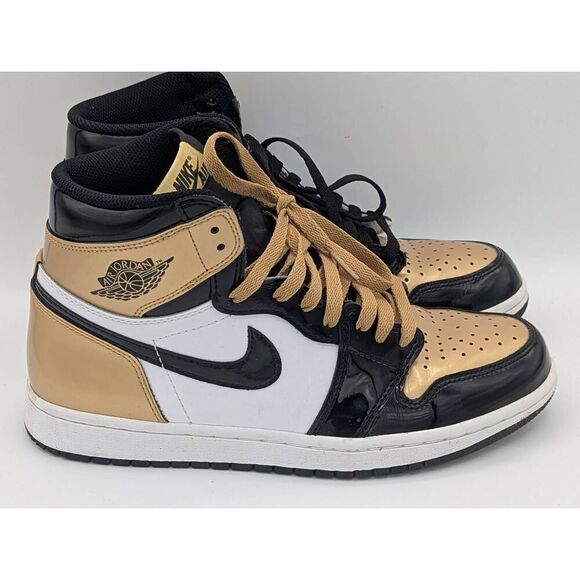 Jordan 1 retro high Patent gold toe men's size 8 - Picture 1 of 12